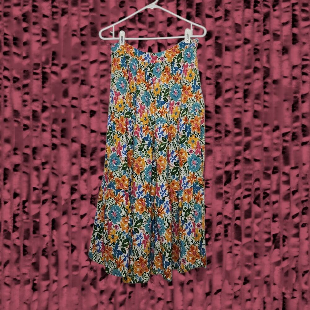 Y2k Skirt Floral Tiered Cynthia Rowley Floral Flowers Maxi Fairy Whimsy Nature M